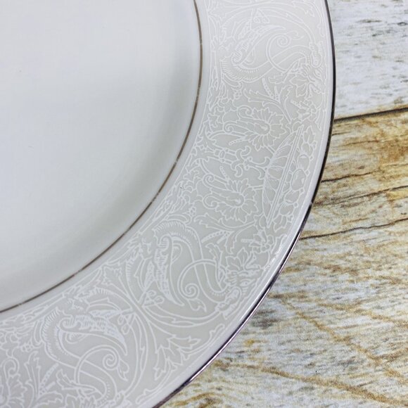 American Manor China CHANTILLY Cream Flowers Platinum Salad Lunch Plates Set 7 - Picture 13 of 16